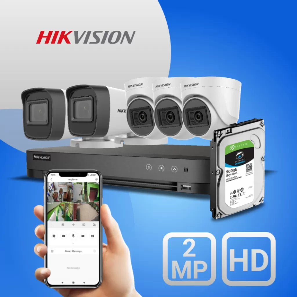 Jual Paket cctv 5 kamera hikvision 2mp Harga Murah